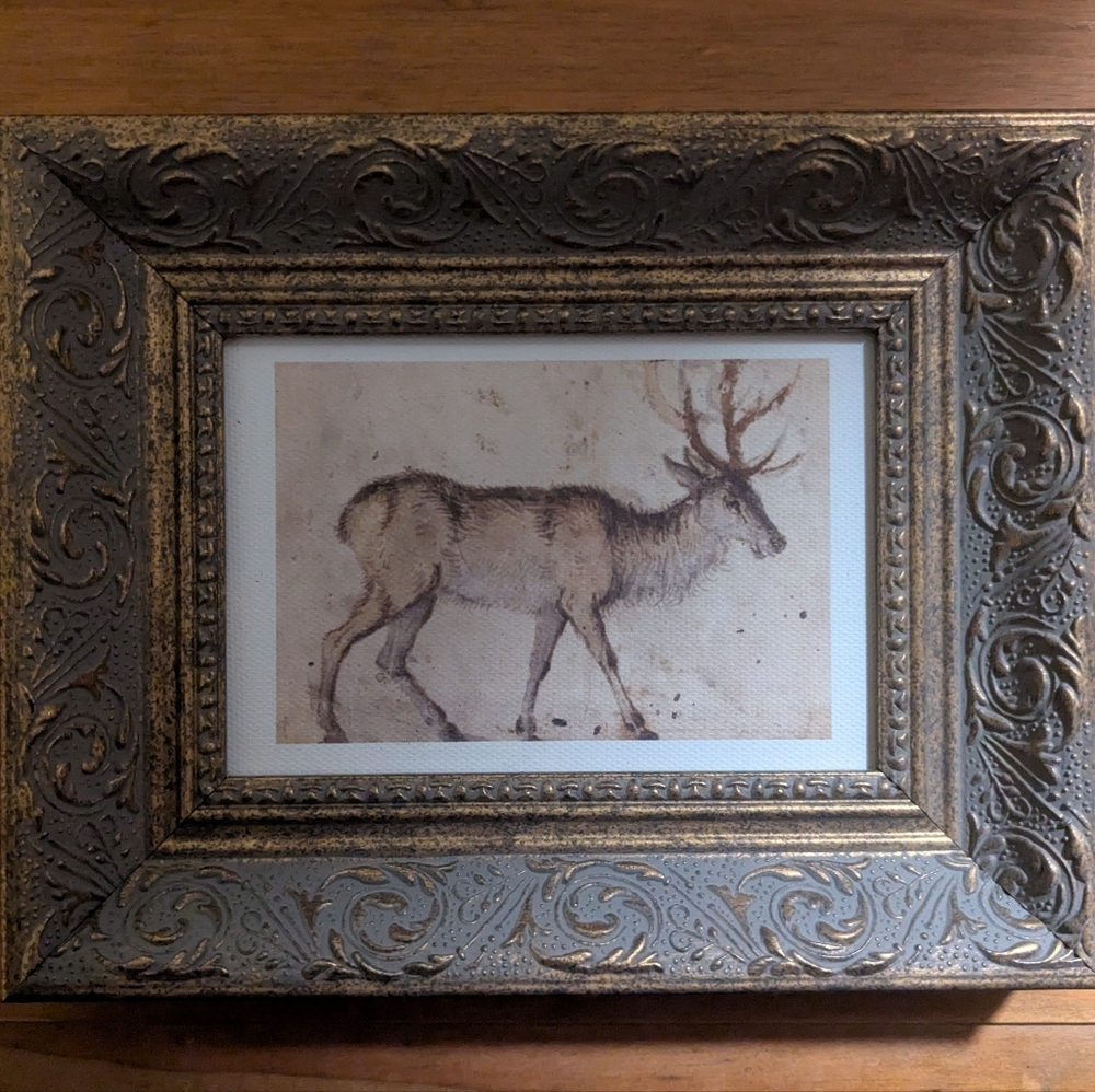 Gold Framed Deer Art Print